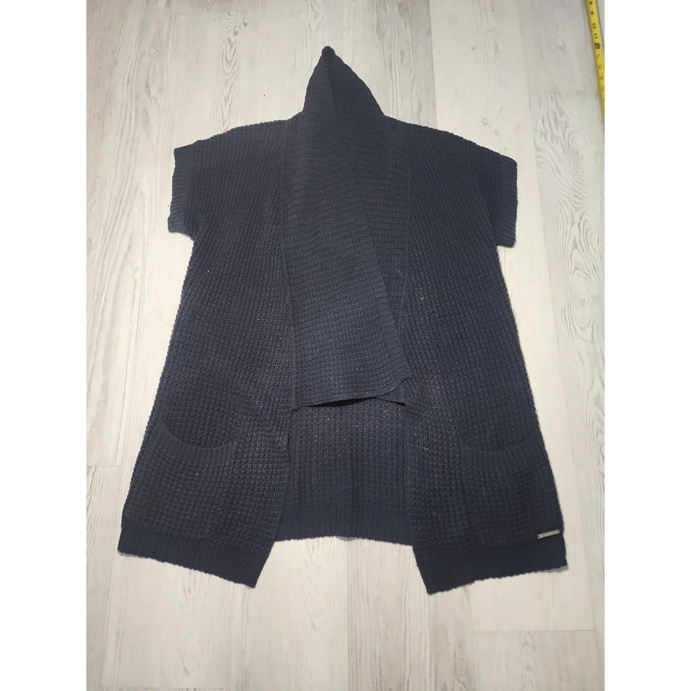 Michael Kors Women's XS‎ Cardigan Sweater Navy Blue Open Front Short-sleeve Knit